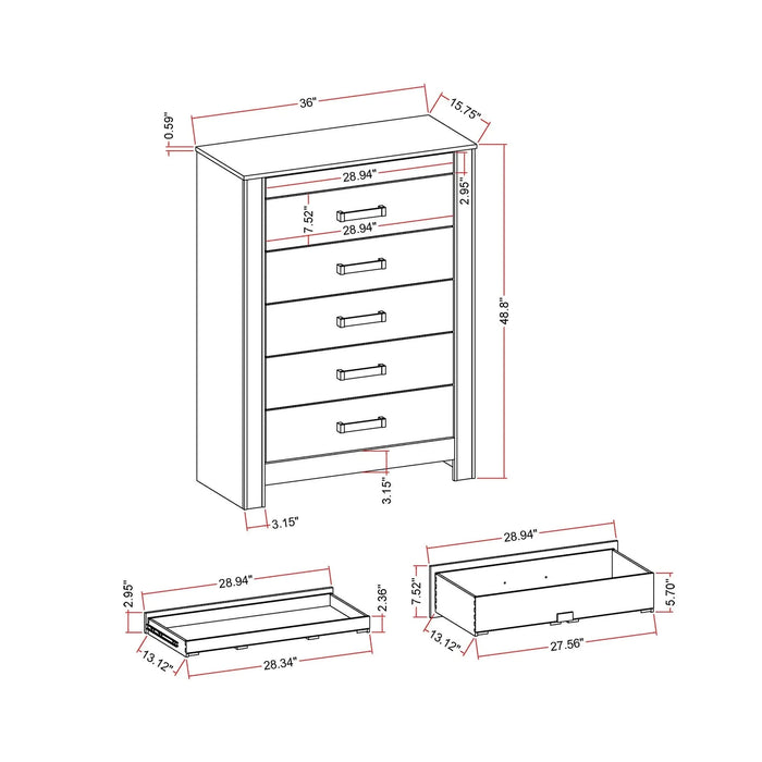 Lorenzo Silver 5-Piece Full Bedroom Set with Glittered Detailing and Speaker on Headboard Default -DTYStore