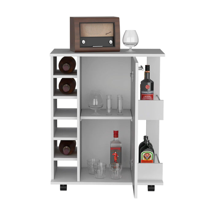 Lothian Bar Cart with Casters, 2-Side Storage Shelves and 6-Wine Bottle Rack Default -DTYStore
