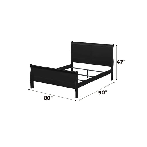 Louis Philippe Black Finish 2PCS Bedroom Set (E. King) Default -DTYStore