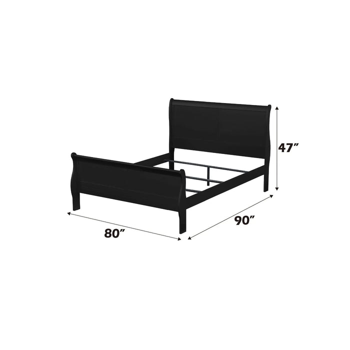 Louis Philippe Black Finish 2PCS Bedroom Set (E. King) Default -DTYStore