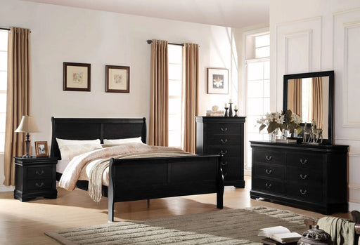 Louis Philippe Black Finish 2PCS Bedroom Set (Twin Bed) Default -DTYStore