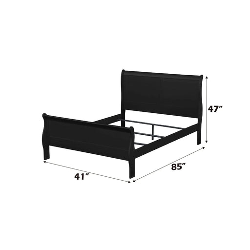 Louis Philippe Black Finish 2PCS Bedroom Set (Twin Bed) Default -DTYStore