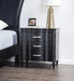 Lovely Attractive Bedroom 3pc Set Eastern King Size Bed 2x Nightstands Black Fabric Padded HB Wood Legs Default -DTYStore
