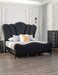 Lovely Attractive Bedroom 3pc Set Eastern King Size Bed 2x Nightstands Black Fabric Padded HB Wood Legs Default -DTYStore