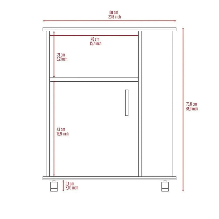 Lower Microwave Pantry 29' H, Single Door Cabinet, One Open Shelf, Three Side Shelves, White -DTYStore