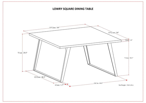 Lowry Square Dining Table Default -DTYStore