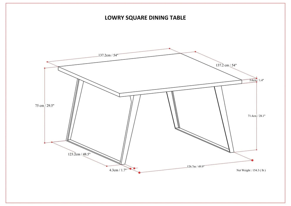 Lowry Square Dining Table Default -DTYStore