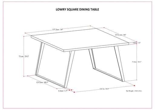 Lowry Square Dining Table Default -DTYStore