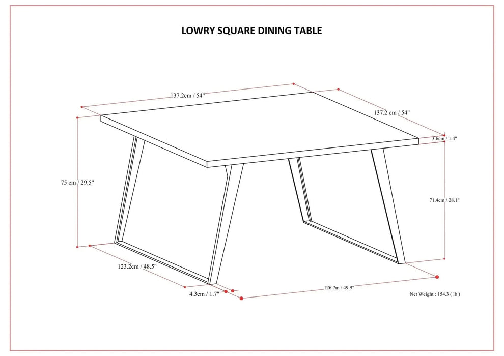 Lowry Square Dining Table Default -DTYStore
