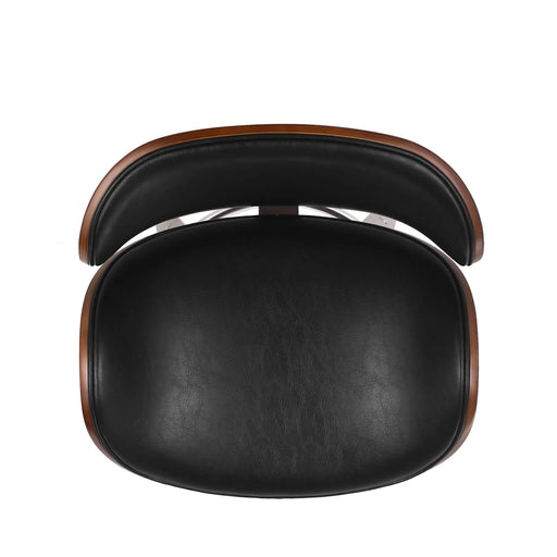 Lumos Mid-Century Modern Upholstered Swivel Barstool, Walnut and Black Default -DTYStore