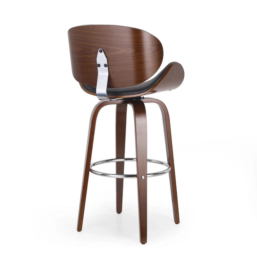 Lumos Mid-Century Modern Upholstered Swivel Barstool, Walnut and Black Default -DTYStore