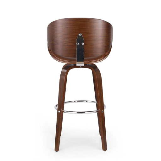 Lumos Mid-Century Modern Upholstered Swivel Barstool, Walnut and Brown Default -DTYStore