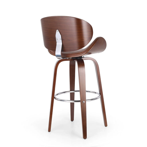 Lumos Mid-Century Modern Upholstered Swivel Barstool, Walnut and Brown Default -DTYStore