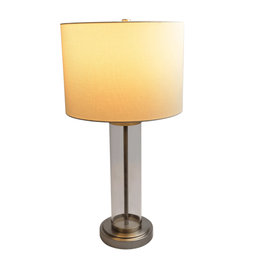 Luna Brushed Nickel Table Lamp with On/Off Switch Clear Glass Body Metal Base Default -DTYStore