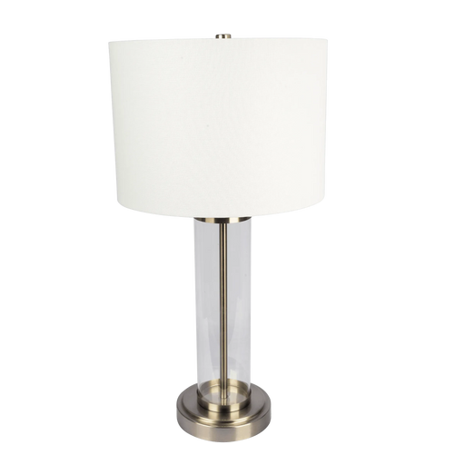 Luna Brushed Nickel Table Lamp with On/Off Switch Clear Glass Body Metal Base Default -DTYStore