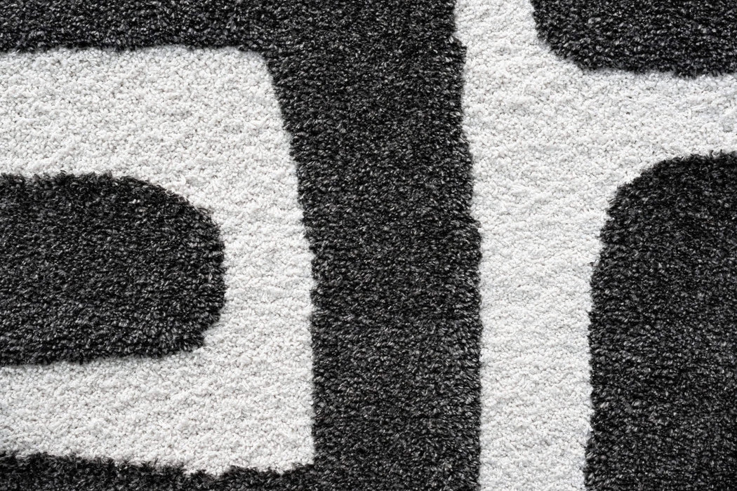 Luna Meara Black and Ivory Recycled Polyester Area Rug Default -DTYStore