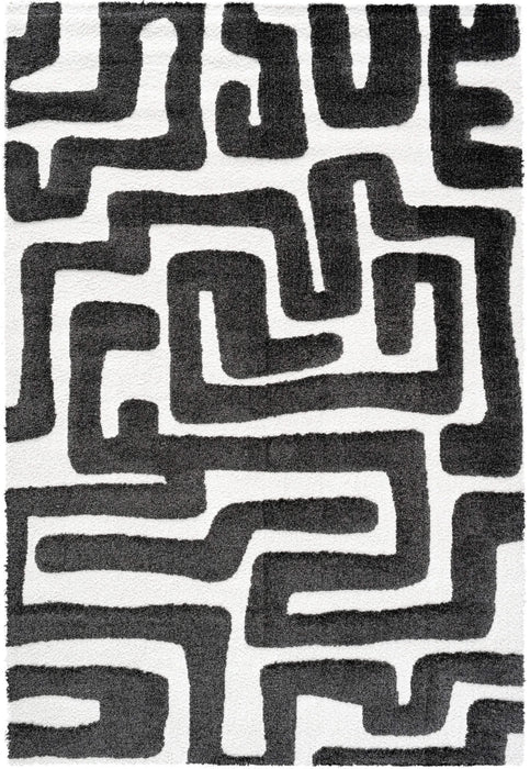 Luna Meara Black and Ivory Recycled Polyester Area Rug Default -DTYStore