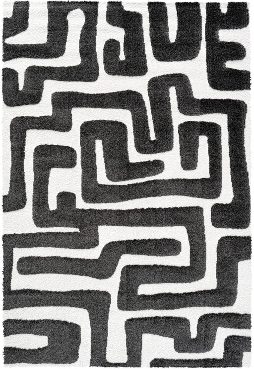 Luna Meara Black and Ivory Recycled Polyester Area Rug Default -DTYStore