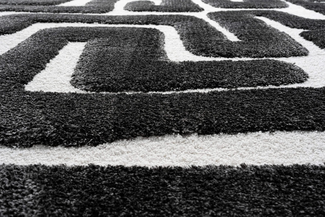 Luna Meara Black and Ivory Recycled Polyester Area Rug Default -DTYStore