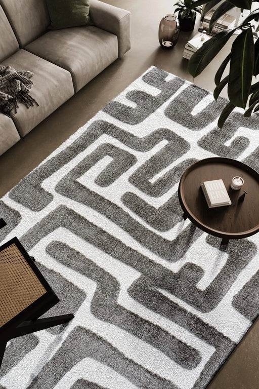 Luna Meara Gray and Ivory Recycled Polyester Area Rug Default -DTYStore