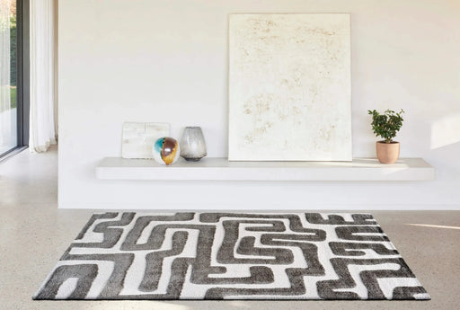 Luna Meara Gray and Ivory Recycled Polyester Area Rug Default -DTYStore