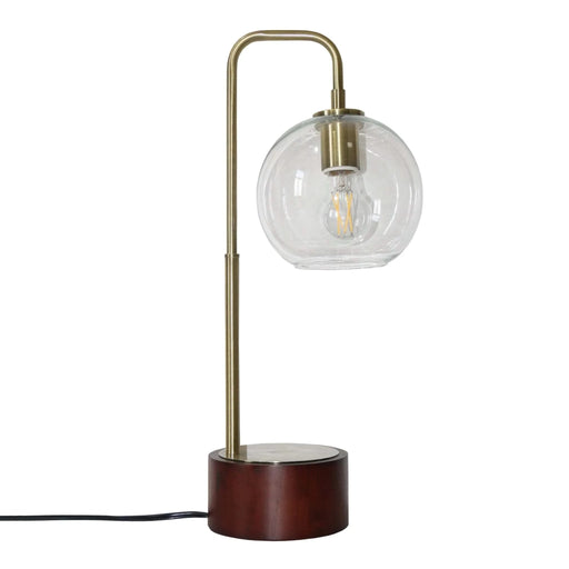 LuxeRay Simple Glass Globe Arched Table Lamp 110V Walnut Base Bronze Stem Default -DTYStore