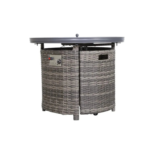 Luxurious 9-Piece Outdoor Sectional Sofa Set with Cushions and Fire Pit, Mixed Gray HDPE Wicker, 148'' Wide Default -DTYStore