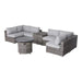Luxurious 9-Piece Outdoor Sectional Sofa Set with Cushions and Fire Pit, Mixed Gray HDPE Wicker, 148'' Wide Default -DTYStore
