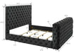 Luxurious King Size Bed Nightstand Set Deeply Tufted Headboard Upholstery Black Velvet Footboard Integrated Television Lift Mechanism Storage 3pc Set Default -DTYStore