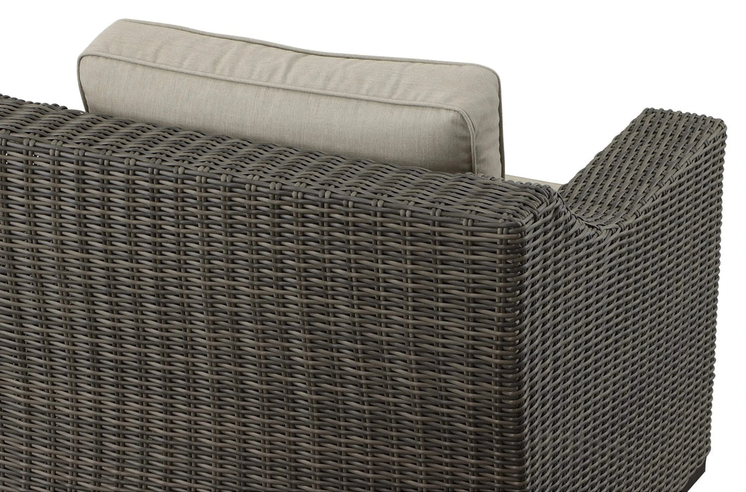 Luxurious Outdoor Lounge Chair - Thick Cushioning, Plush Seat - Beige Seating, Brown Wicker - Stain, Sun, and Weather-Resistant - Rust-Resistant Aluminum Frame Default -DTYStore