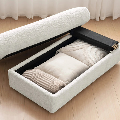 Luxurious Oversized Chaise Lounge Sofa Bed with Storage Ottoman and Armrests, Cup Holders, Faux Rabbit Fur, 42-Inch for Living Room or Bedroom Default -DTYStore