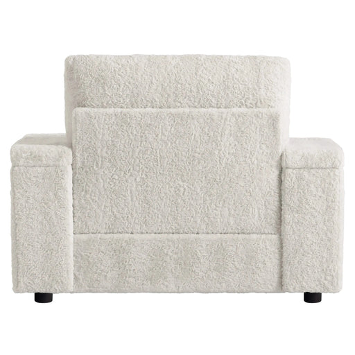 Luxurious Oversized Chaise Lounge Sofa Bed with Storage Ottoman and Armrests, Cup Holders, Faux Rabbit Fur, 42-Inch for Living Room or Bedroom Default -DTYStore