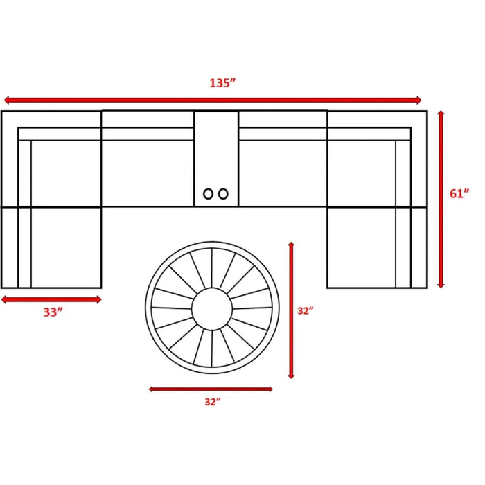 Luxurious Patio 8-Piece Sectional Set with Fire Pit and Durable Grey Wicker Cushions Default -DTYStore