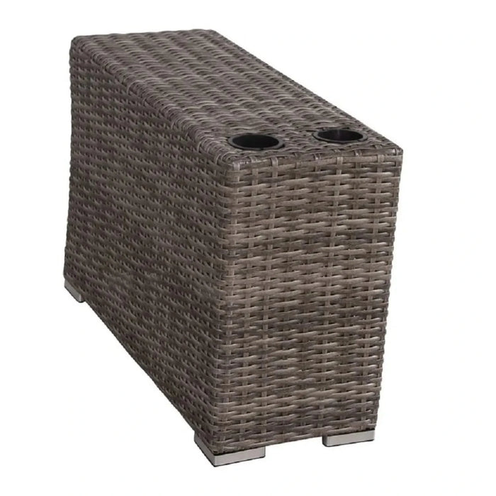 Luxurious Patio 8-Piece Sectional Set with Fire Pit and Durable Grey Wicker Cushions Default -DTYStore