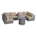 Luxurious Patio 8-Piece Sectional Set with Fire Pit and Durable Grey Wicker Cushions Default -DTYStore