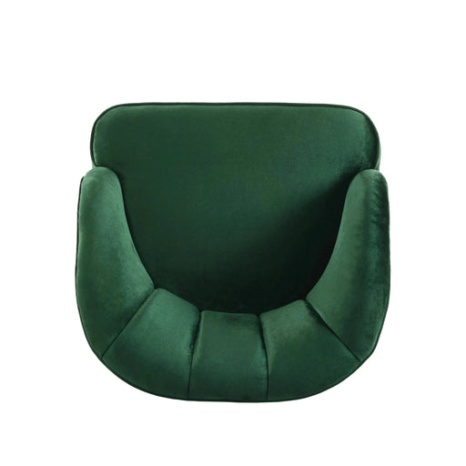 Luxurious Upholstered Barrel Accent Chair with Wooden Legs in Emerald Velvet Default -DTYStore
