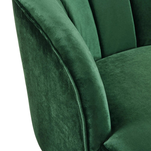 Luxurious Upholstered Barrel Accent Chair with Wooden Legs in Emerald Velvet Default -DTYStore