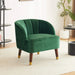Luxurious Upholstered Barrel Accent Chair with Wooden Legs in Emerald Velvet Default -DTYStore