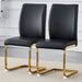 Luxurious and minimalist chair covers, 2 high elasticity dining chairs, black PU material, metal gold arched legs. Default -DTYStore