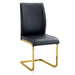 Luxurious and minimalist chair covers, 2 high elasticity dining chairs, black PU material, metal gold arched legs. Default -DTYStore