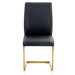 Luxurious and minimalist chair covers, 2 high elasticity dining chairs, black PU material, metal gold arched legs. Default -DTYStore