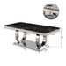 Luxury Modern 78.7in Black Dining Table with Faux Marble Top and Dual Circle Base Default -DTYStore