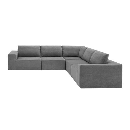 Luxury Modular L-Shaped Sectional Sofa, Convertible Floor Couch Set, Terrycloth Upholstered, 116*116 Inches, Gray Default -DTYStore