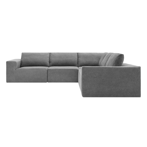 Luxury Modular L-Shaped Sectional Sofa, Convertible Floor Couch Set, Terrycloth Upholstered, 116*116 Inches, Gray Default -DTYStore