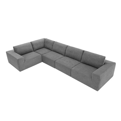 Luxury Modular L-Shaped Sectional Sofa, Convertible Floor Couch Set, Terrycloth Upholstered, 116*116 Inches, Gray Default -DTYStore