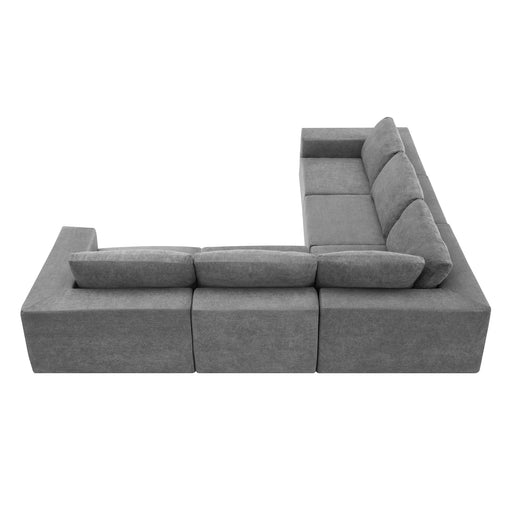Luxury Modular L-Shaped Sectional Sofa, Convertible Floor Couch Set, Terrycloth Upholstered, 116*116 Inches, Gray Default -DTYStore