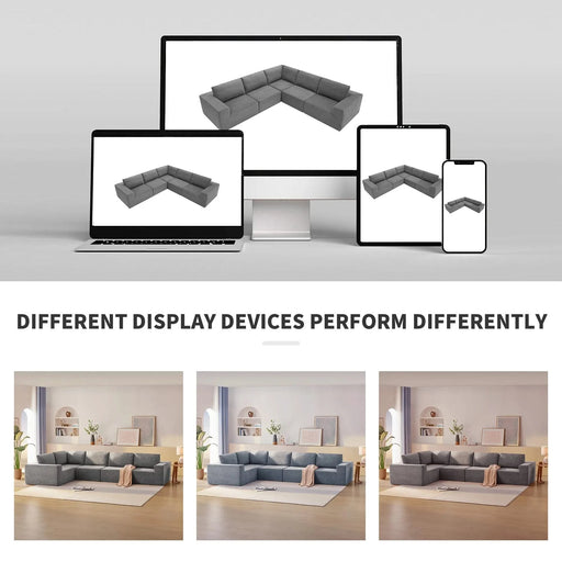 Luxury Modular L-Shaped Sectional Sofa, Convertible Floor Couch Set, Terrycloth Upholstered, 116*116 Inches, Gray Default -DTYStore