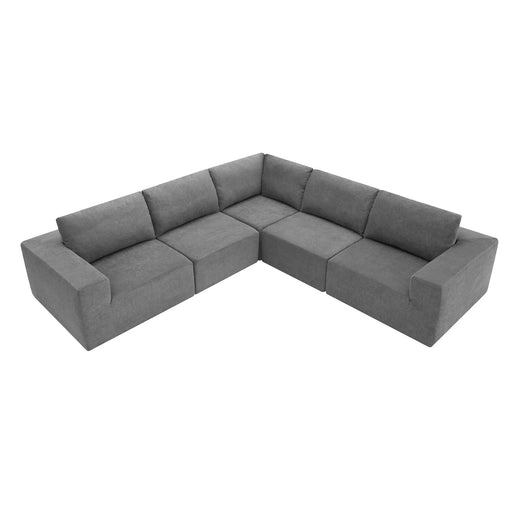 Luxury Modular L-Shaped Sectional Sofa, Convertible Floor Couch Set, Terrycloth Upholstered, 116*116 Inches, Gray Default -DTYStore