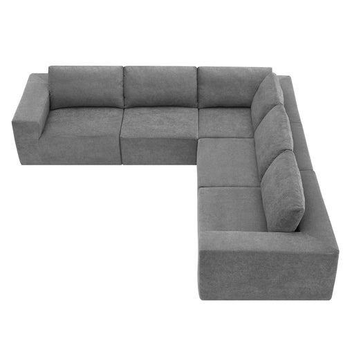 Luxury Modular L-Shaped Sectional Sofa, Convertible Floor Couch Set, Terrycloth Upholstered, 116*116 Inches, Gray Default -DTYStore