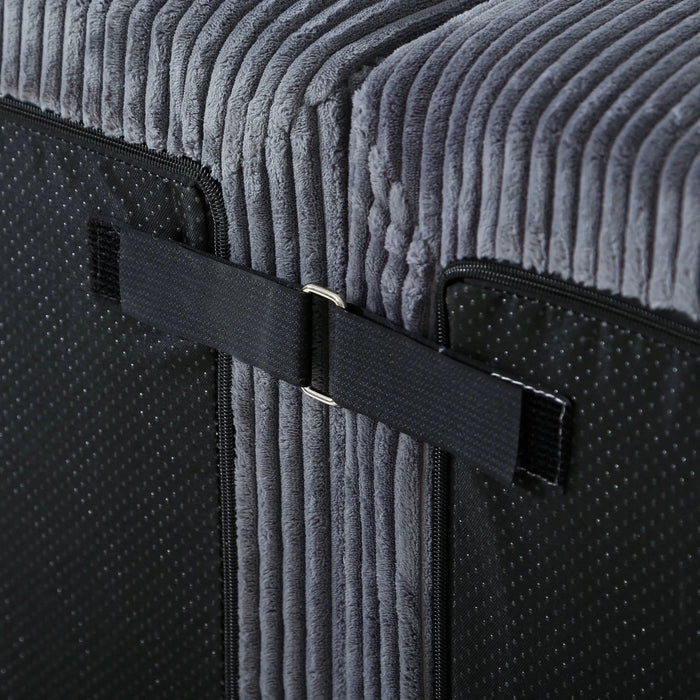 Luxury Modular U-Shaped Sectional Sofa with Chaise Lounge and Bed, Grey Corduroy Upholstery, No Assembly Needed Default -DTYStore